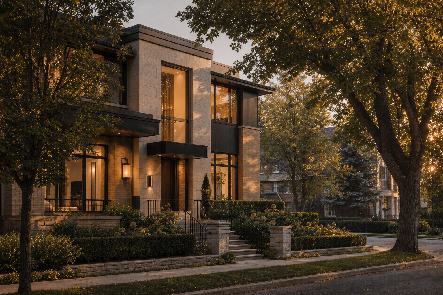 Architect-designed luxury residence in a mature Calgary inner-city neighbourhood — editorial illustration.
